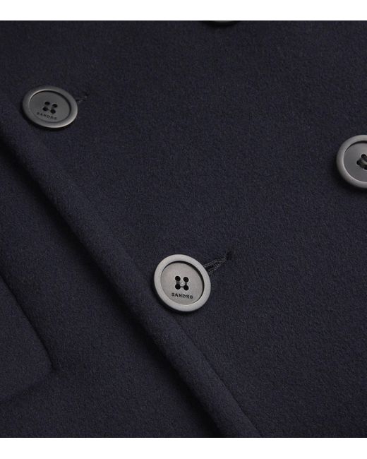 Sandro Blue Wool-Blend Peacoat for men