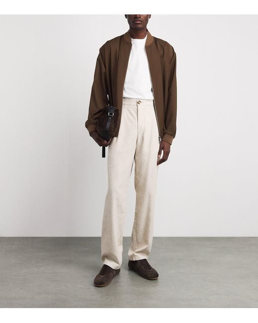 Barena Brown Virgin Wool Bomber Jacket for men