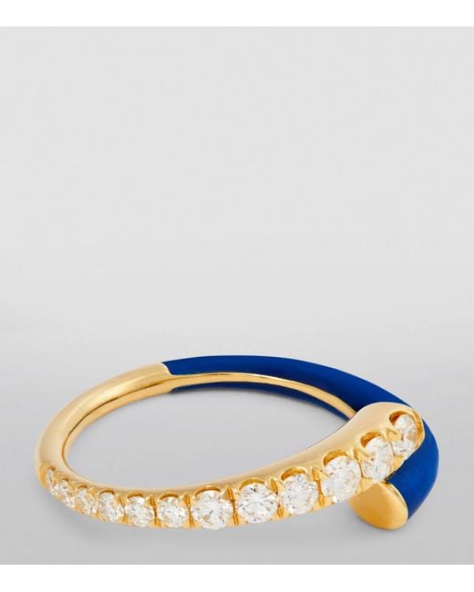 Melissa Kaye Blue Diamond And Enamel Lola Ring
