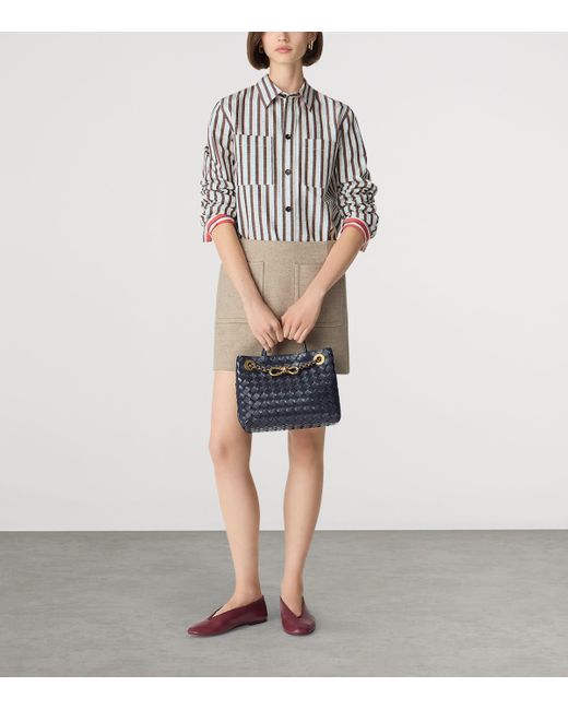 Bottega Veneta Blue Small Leather Andiamo Chain Shoulder Bag
