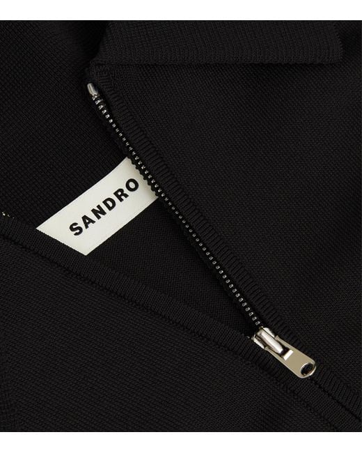 Sandro Black Half-Zip Polo Shirt for men