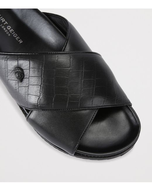 Kurt Geiger Black Leather Baron Sandals for men