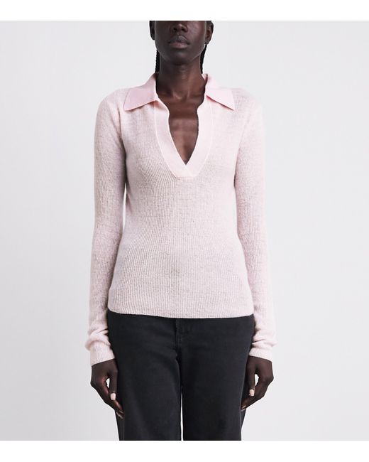 Citizens of Humanity Pink Wool-Cashmere Simone Polo Sweater