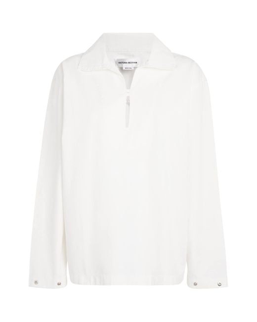 Victoria Beckham White Cotton Tab-Detail Top