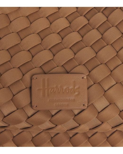 Harrods Brown Mini Neoprene Woven Tote Bag