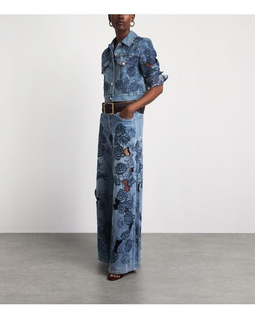 Alice + Olivia Blue Sidney Laser-Cut Jeans