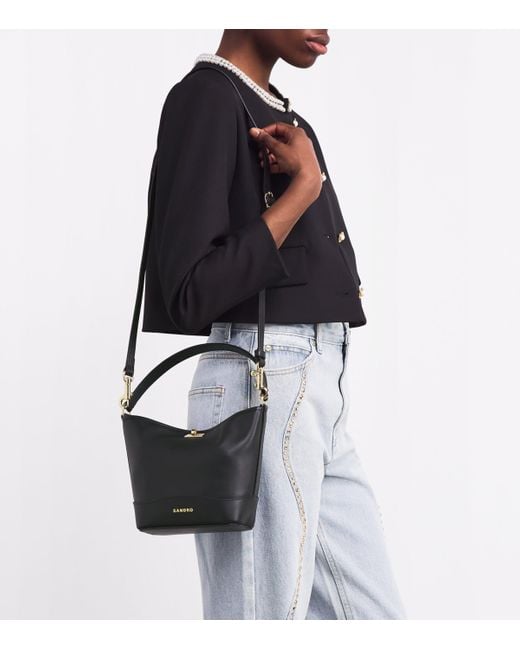 Sandro Black Leather Bucket Bag