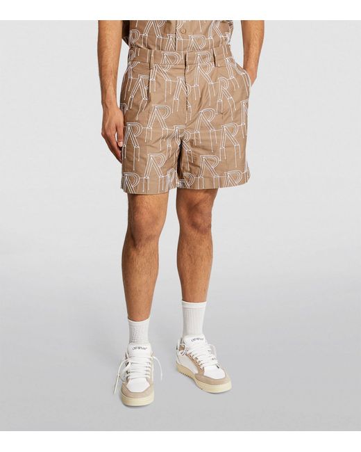 Represent Natural Embroidered Monogram Shorts for men