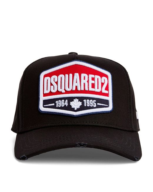 DSquared² Black Logo-patch Baseball Cap for men