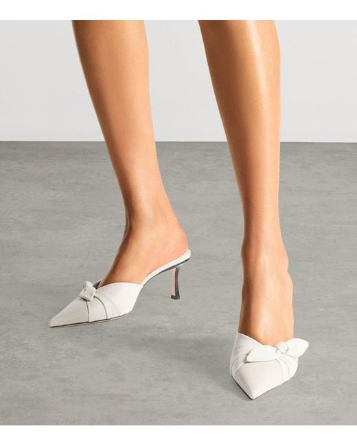 Jimmy Choo White Livi 65 Leather And Canvas Mules