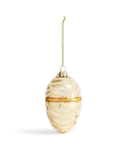 Harrods Metallic Faux Pearl Spiral Egg Bauble