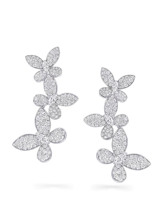 Graff White And Diamond Triple Pavé Butterfly Drop Earrings