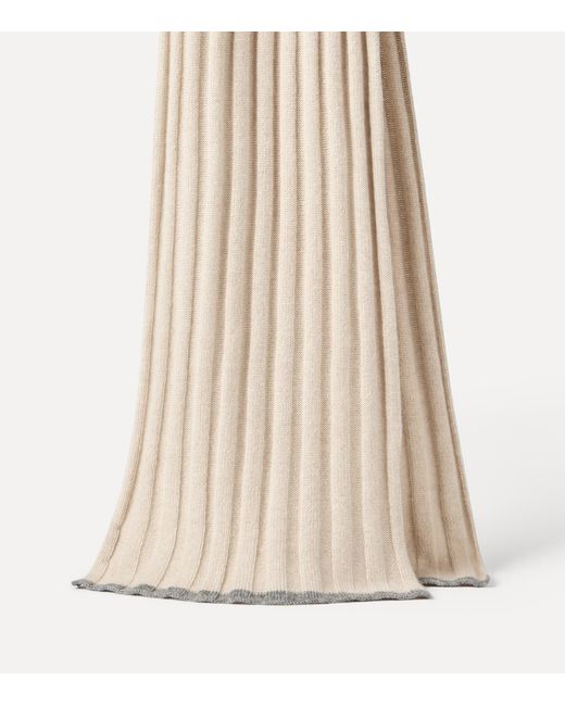 Brunello Cucinelli Natural Cashmere Ribbed Scarf for men