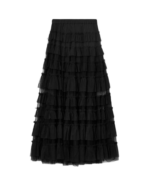 AllSaints Black Aude Ruffle Maxi Skirt