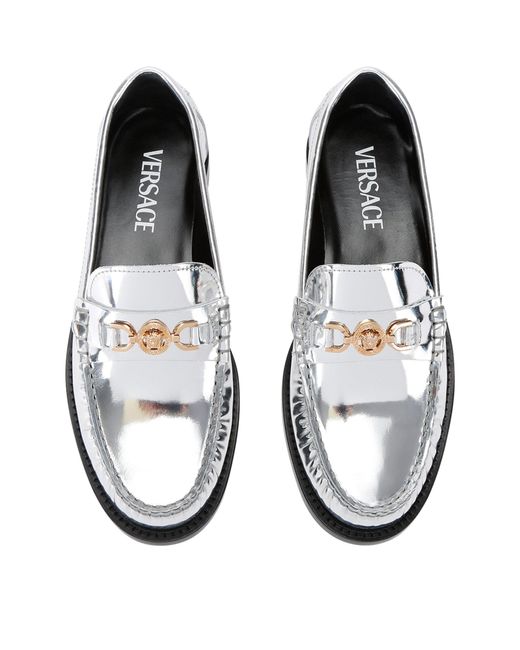 Versace White Leather Medusa Loafers