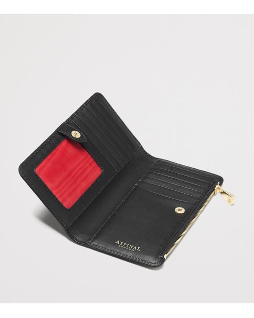 Aspinal Black Large Leather Croc-Embossed Mayfair Purse