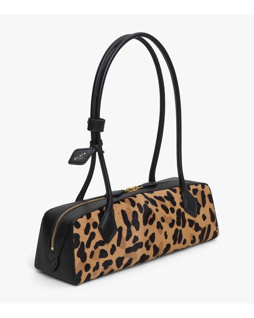 Alaïa White Medium Leather Leopard Print Teckel Shoulder Bag