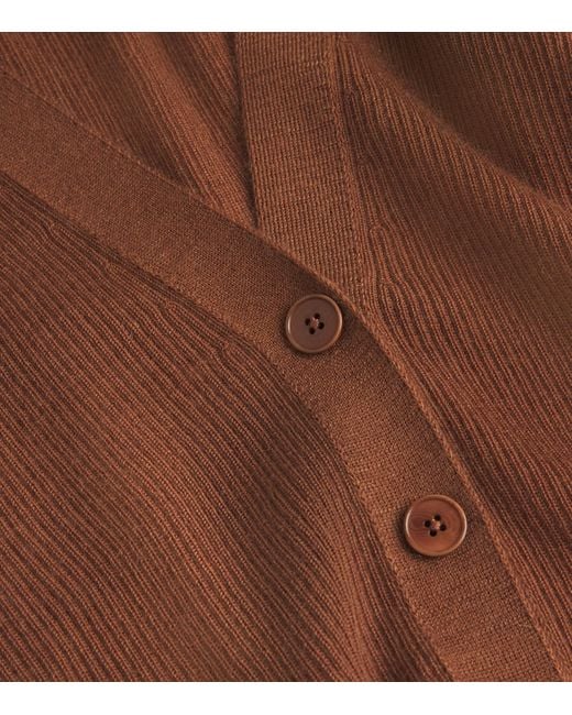 Johnstons Brown Superfine Cashmere V-Neck Cardigan