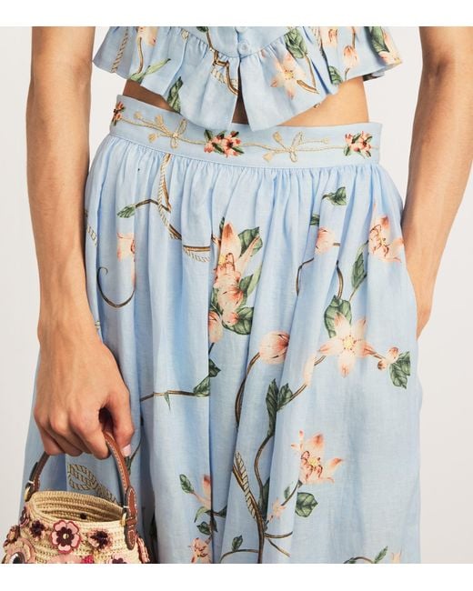 Agua Bendita Blue Cotton Tangelo Navegante Maxi Skirt