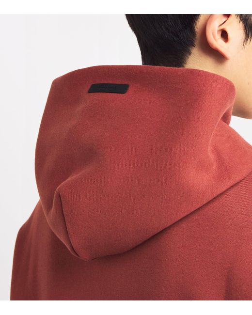 Fear Of God Red Cotton-Blend Logo Print Hoodie for men