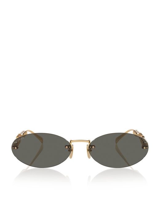 Gucci Green Metal Round Sunglasses