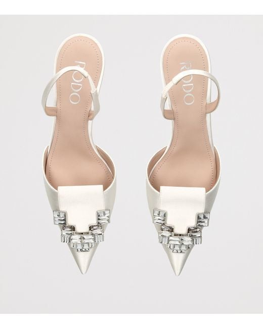Rodo Metallic Satin Dafne Slingback Heels 75
