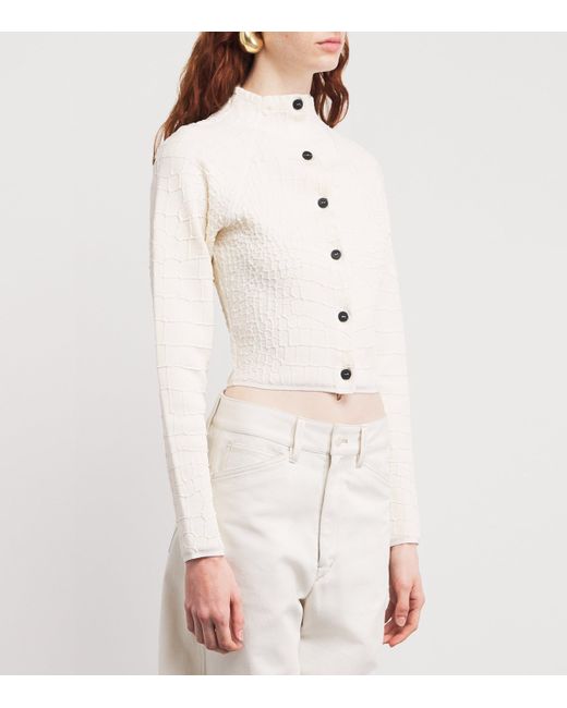 Jacquemus White Croc-Embossed Scala Cardigan