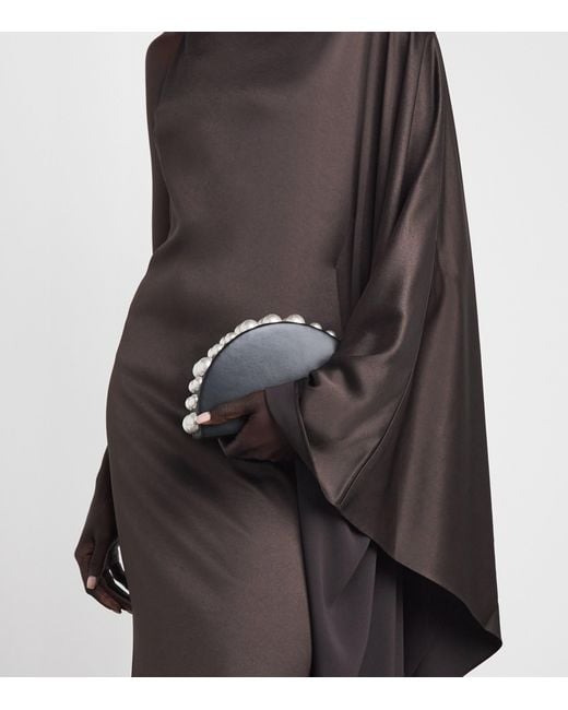 De La Vali Brown Satin One-Shoulder Odaluna Maxi Dress
