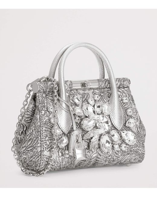 Dolce & Gabbana Metallic Embroidered Marlene Top-Handle Bag