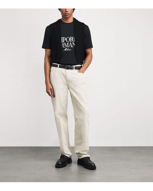 Emporio Armani Black Cotton Logo T-Shirt for men