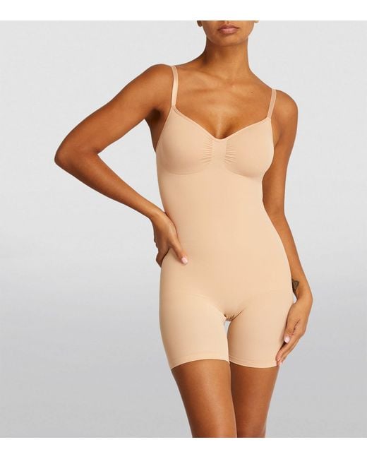 Skims Seamless Sculpt Mid-thigh Bodysuit in Natural