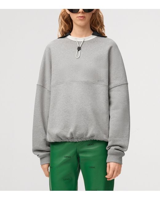 Loewe Gray Cotton-Blend Drawstring Sweatshirt
