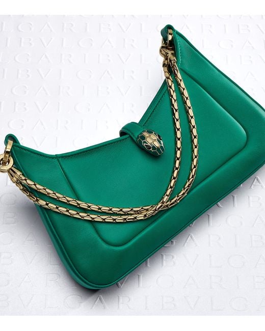 BVLGARI Green Leather Serpenti Baia Shoulder Bag