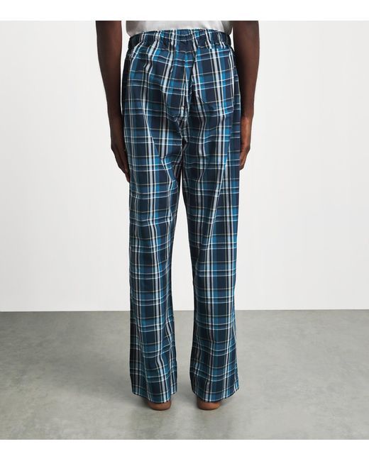 Derek Rose Blue Check Barker Pyjama Bottoms for men