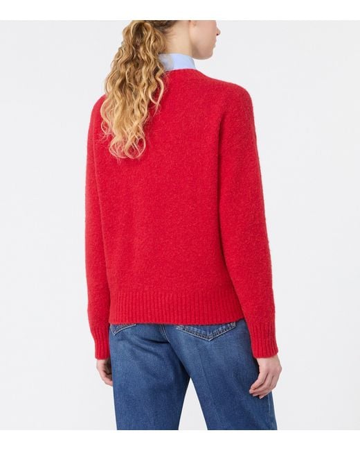Weekend by Maxmara Red Alpaca-Blend V-Neck Sweater