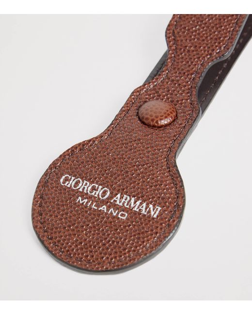 Giorgio Armani White Leather Logo Keyring for men