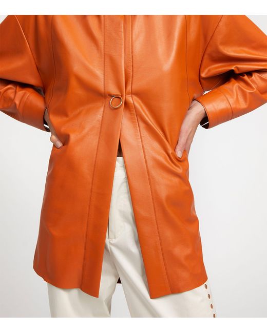 Aeron Orange Leather Feather Shirt
