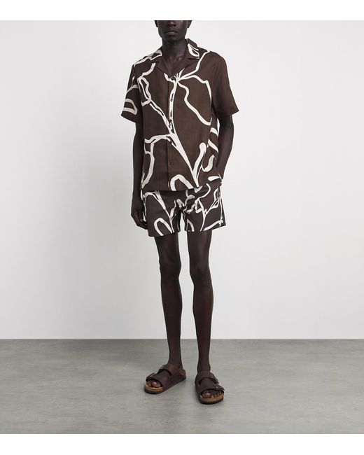 Frescobol Carioca Brown Printed Rio Swim Shorts for men
