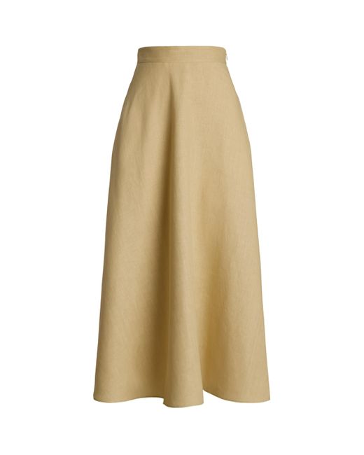 Ralph Lauren Natural Linen Erica Midi Skirt