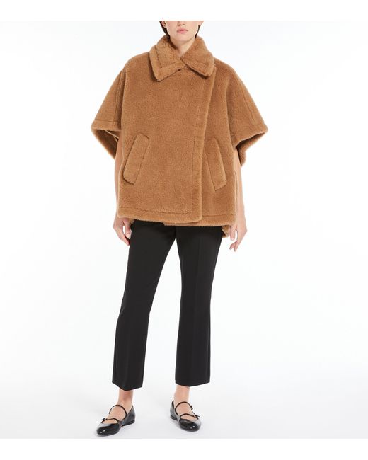 Max Mara Brown Camel Wool-Silk Tebe Cape