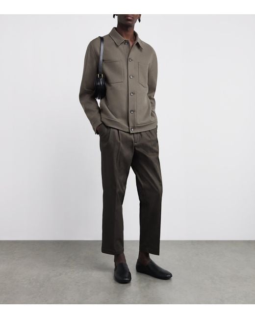 Vince Brown Wool-Blend Patch Pocket Overshirt for men