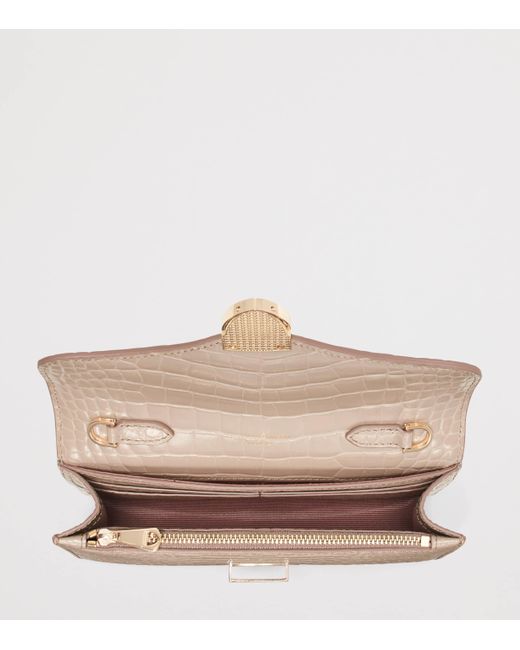 Aspinal Natural Croc-Embossed Leather Mayfair 2 Clutch Bag