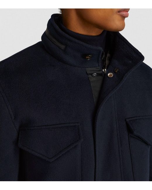 Yves Salomon Blue Wool-cashmere Mink-trim Padded Jacket for men