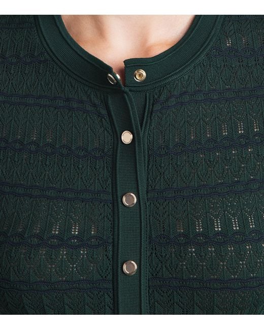 Sandro Green Pointelle-Knit Midi Dress