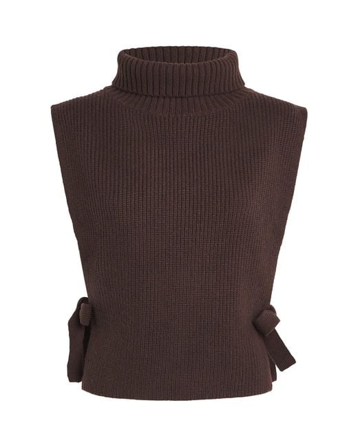Maje Brown Wool-Cashmere Sweater Collar