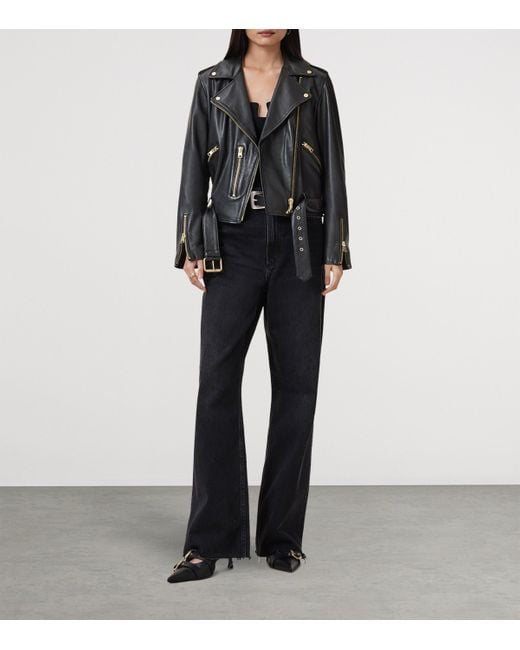 AllSaints Black Leather Balfern Jacket