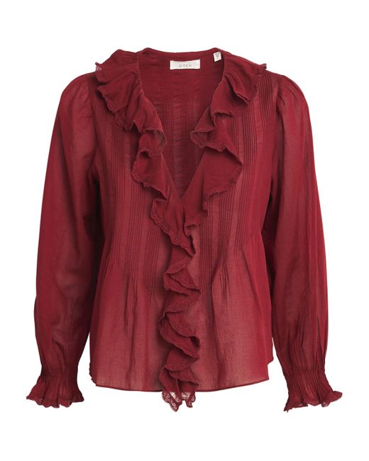 Doen Red Organic Cotton Ruffled Hardy Blouse