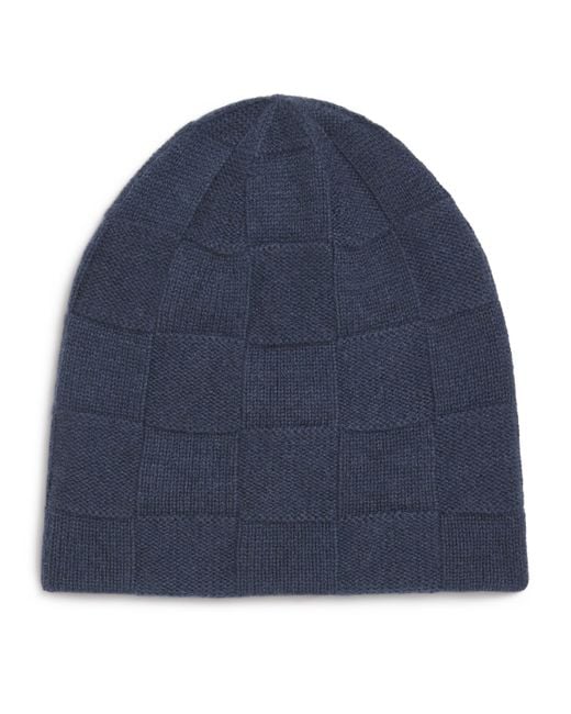 Giorgio Armani Blue Cashmere Patchwork Beanie for men
