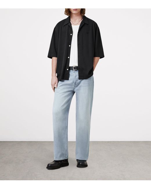 AllSaints Black Short-Sleeve Rialto Shirt for men