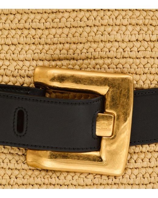 Balmain Metallic Medium Faux-Raffia Anthem Shoulder Bag